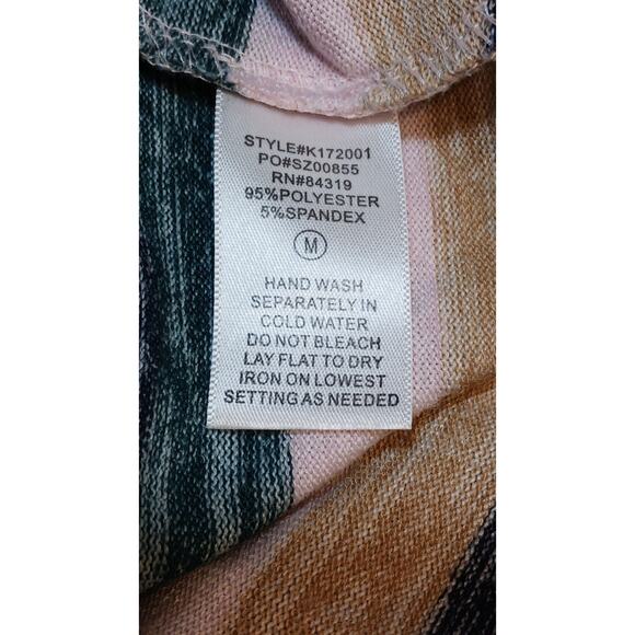 Cyrus Top Womens Medium 3/4 Sleeve Multicolor Striped Button Up Cardigan Sweater - Picture 3 of 4